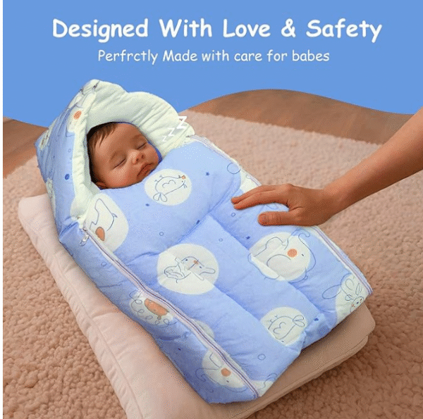 Newborn Baby Sleeping Bag – Soft & Safe Wrap with Zip Closure – 0–6 Months (Multipurpose Carry Nest) - Image 2