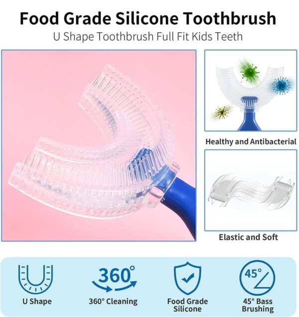 U -Shaped Silicone Manual Tooth Brush With Soft & Elastic Bristles For Complete 360 Degree Dental Cleaning, Specially Designed For Toddlers & Children - Image 4
