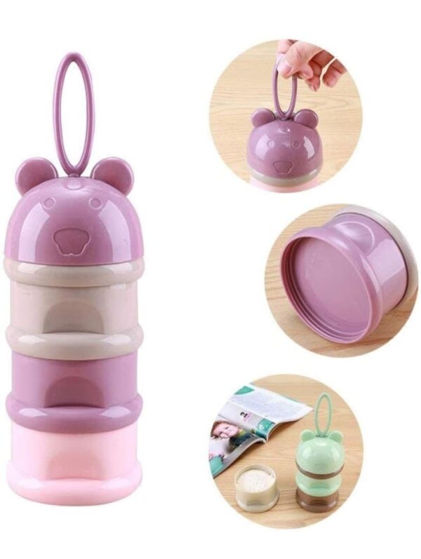 Bear-Shaped 3-Layer Baby Milk & Snacks Storage Container | BPA-Free | Portable for Travel - Image 2