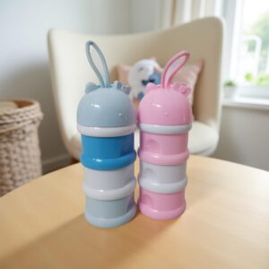 Bear-Shaped 3-Layer Baby Milk & Snacks Storage Container | BPA-Free | Portable for Travel