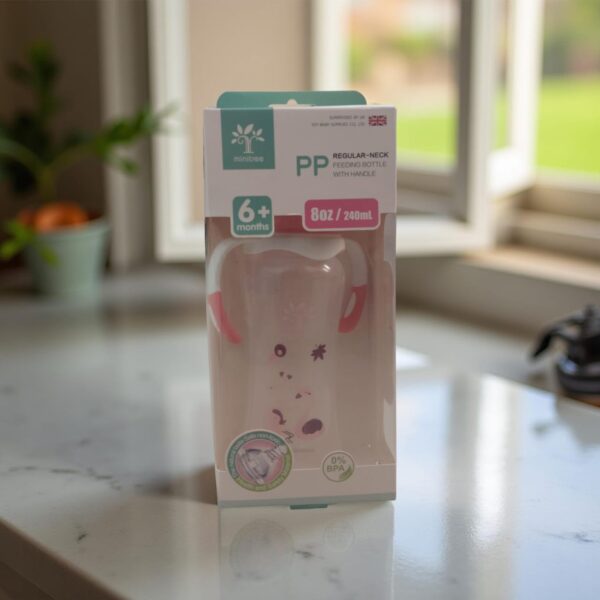 Minitree PP Regular-Neck Feeding Bottle with Handle – 240ml (8oz) | For 6+ Months | BPA-Free
