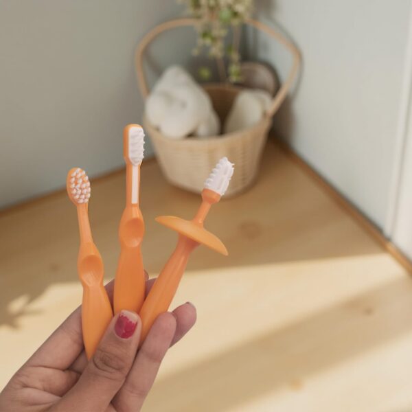 Hercules Bear Baby Training Toothbrush Set – 3 PCS | Infant to Toddler Oral Care | With Safety Shield - Image 5