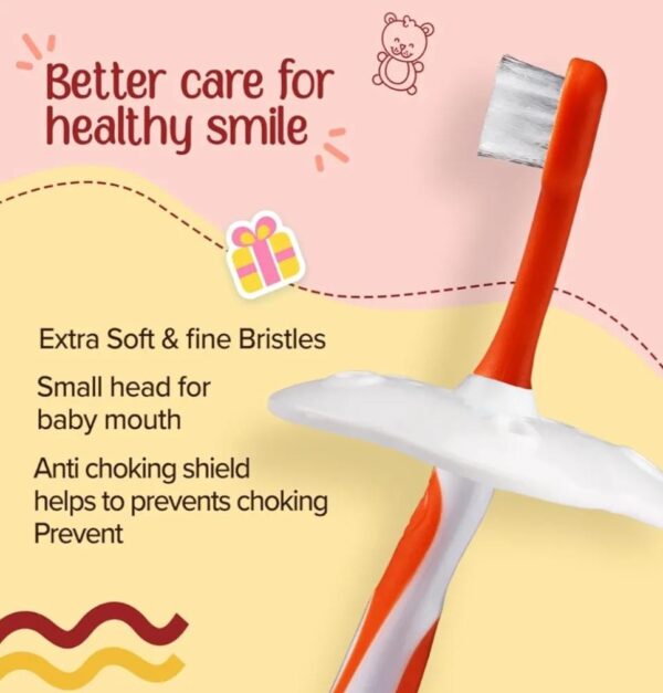 Hercules Bear Baby Training Toothbrush Set – 3 PCS | Infant to Toddler Oral Care | With Safety Shield - Image 4
