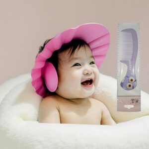 Baby Bath Cap with Soft Ear Cover & Owl Comb Set – Safe & Fun Grooming for Babies
