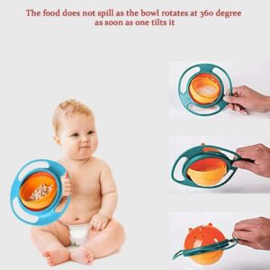 360° Rotating Spill-Proof Baby Bowl – Anti-Spill Feeding Bowl with Lid & Handles.Non silicone material (Gyro Bowl Design)