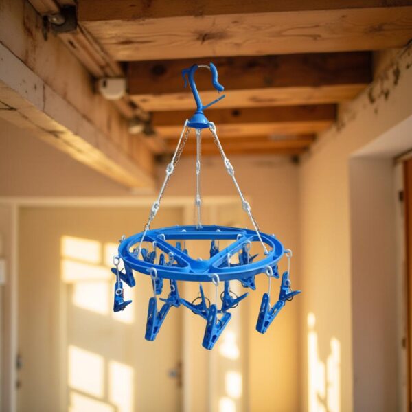 Compact Hanging Cloth Drying Rack with 20 Clips – Ideal for Baby Clothes, Mittens & Socks| Multi product hanger - Image 2