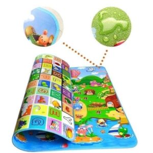 Double-Sided Waterproof Baby Play floor Mat – Alphabet & Cartoon Design (Foldable & Non-Toxic)