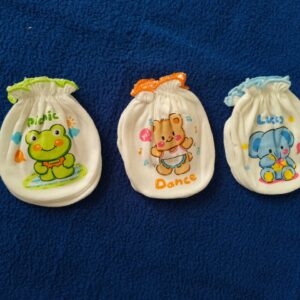 Soft Cotton Baby Hand Mittens – Cute Cartoon Prints (Pack of 3)| Animal print