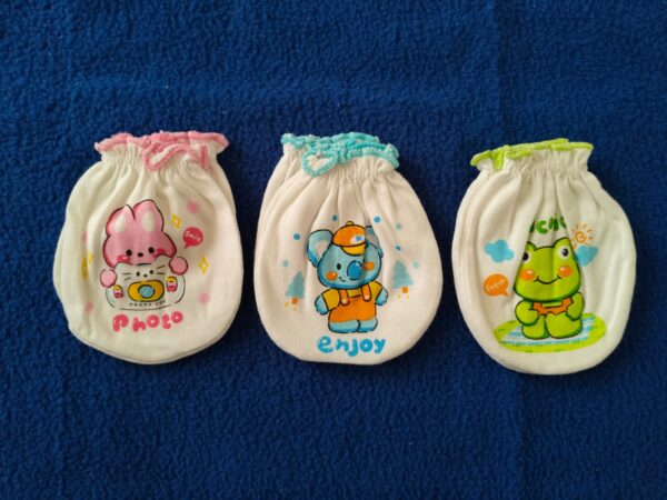 Soft Cotton Baby Hand Mittens – Cute Cartoon Prints (Pack of 3)| Animal print