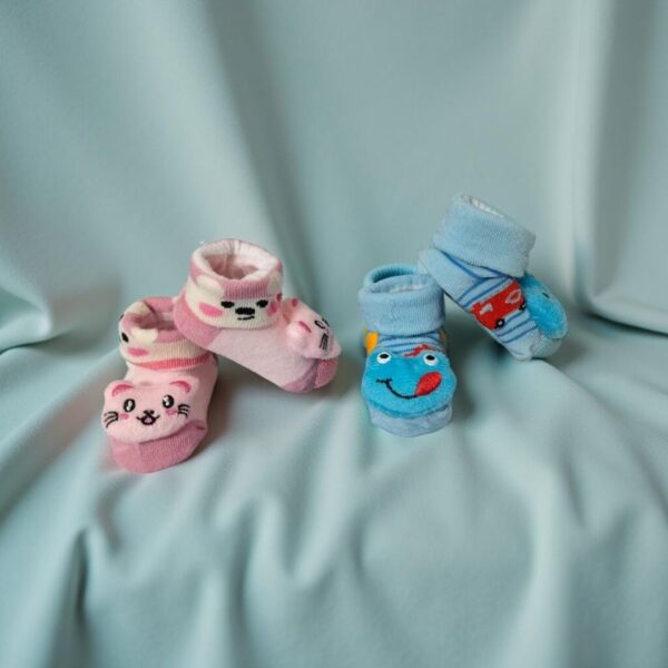 Soft & Cozy Baby Cute Booties Combo – Pack of 2 Pairs (0-12 Months) - Image 5