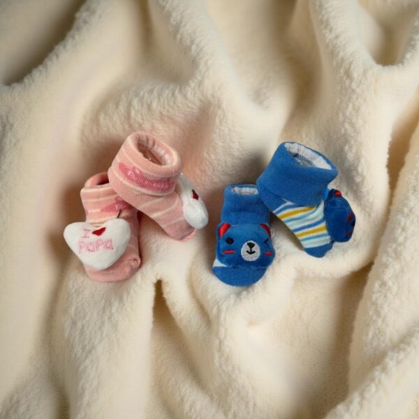 Soft & Cozy Baby Cute Booties Combo – Pack of 2 Pairs (0-12 Months) - Image 4