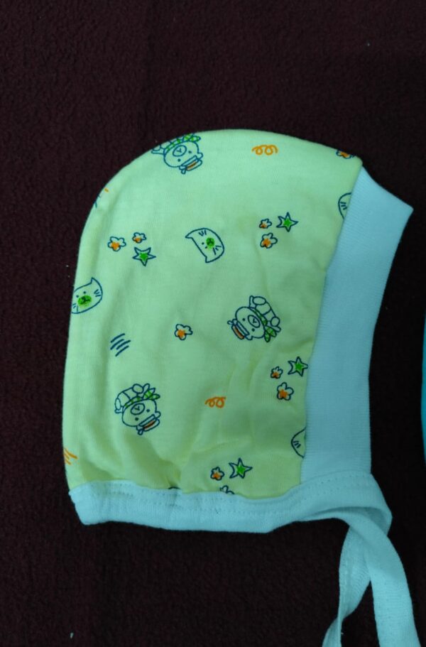 Printed Cotton Baby Caps for Newborns – Soft & Colorful Headwear (Pack of 3) with Tie-Up – Multicolor Designs - Image 2