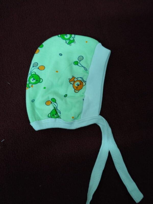 Printed Cotton Baby Caps for Newborns – Soft & Colorful Headwear (Pack of 3) with Tie-Up – Multicolor Designs - Image 2