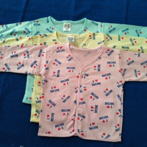 Printed Baby Zabla with Sleeves – Front Button Style – Hosiery Cotton Combo of 3 (6 to 12 Months)