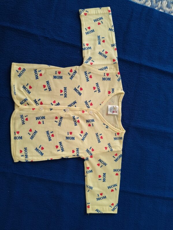 Printed Baby Zabla with Sleeves – Front Button Style – Hosiery Cotton Combo of 3 (6 to 12 Months) - Image 3