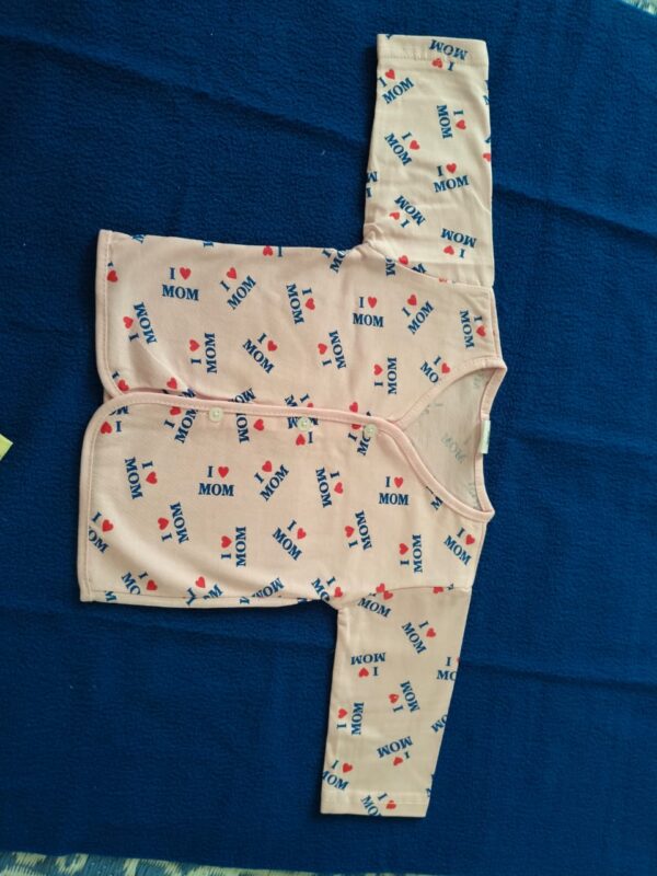 Printed Baby Zabla with Sleeves – Front Button Style – Hosiery Cotton Combo of 3 (6 to 12 Months) - Image 2
