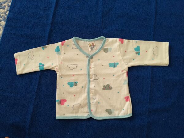 Cloud Print Baby Zabla with Sleeves – Front Button Style – Hosiery Cotton Combo of 4 (6 to 12 Months) - Image 4