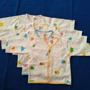 Cloud Print Baby Zabla with Sleeves – Front Button Style – Hosiery Cotton Combo of 4 (6 to 12 Months)