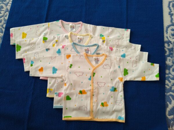Cloud Print Baby Zabla with Sleeves – Front Button Style – Hosiery Cotton Combo of 4 (6 to 12 Months)