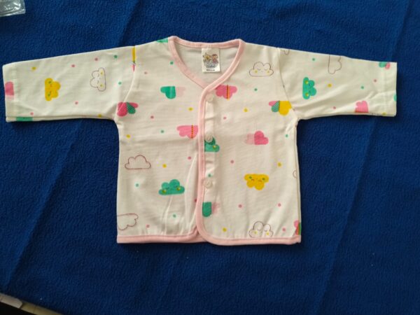 Cloud Print Baby Zabla with Sleeves – Front Button Style – Hosiery Cotton Combo of 4 (6 to 12 Months) - Image 3