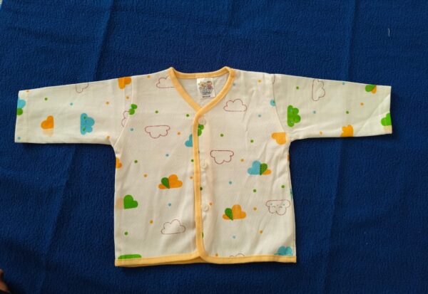 Cloud Print Baby Zabla with Sleeves – Front Button Style – Hosiery Cotton Combo of 4 (6 to 12 Months) - Image 2