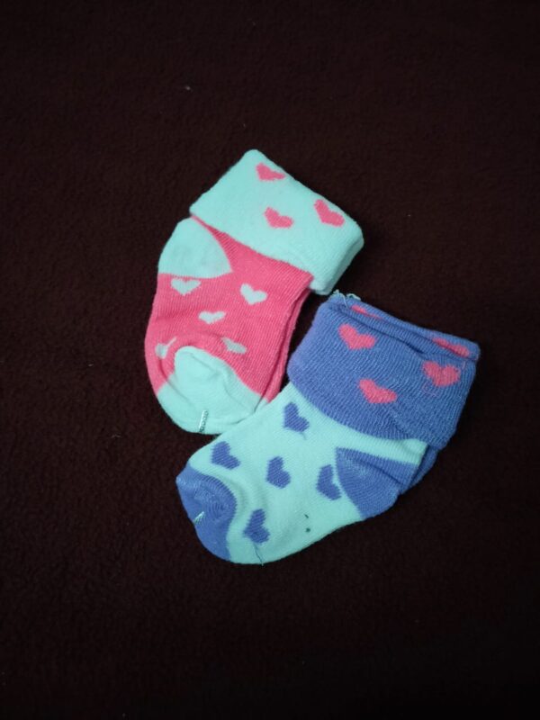 Cute Heart Print Baby Socks – Combo of 2 [ 0 to 12 months ] - Image 2