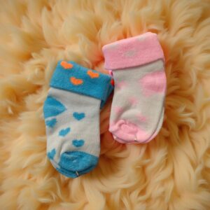 Cute Heart Print Baby Socks – Combo of 2 [ 0 to 12 months ]