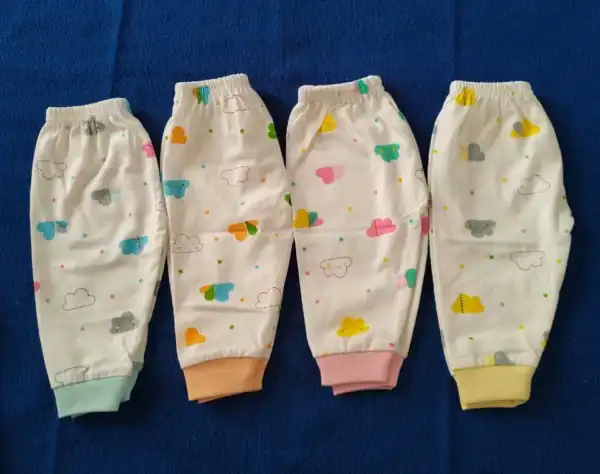 Baby Full Pant - Cloud Print (Pack of 4) | Soft Cotton Hosiery