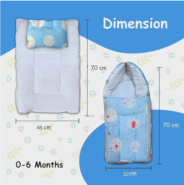 Newborn Baby Sleeping Bag – Soft & Safe Wrap with Zip Closure – 0–6 Months (Multipurpose Carry Nest) - Image 4