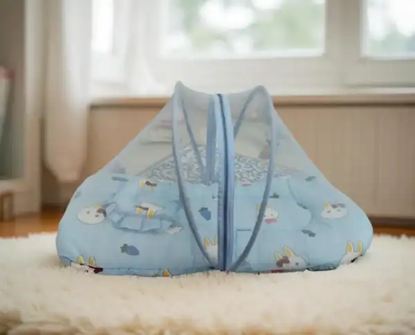 Baby Mosquito Net Sleeping Gadi with Pillow | Kanha Kids