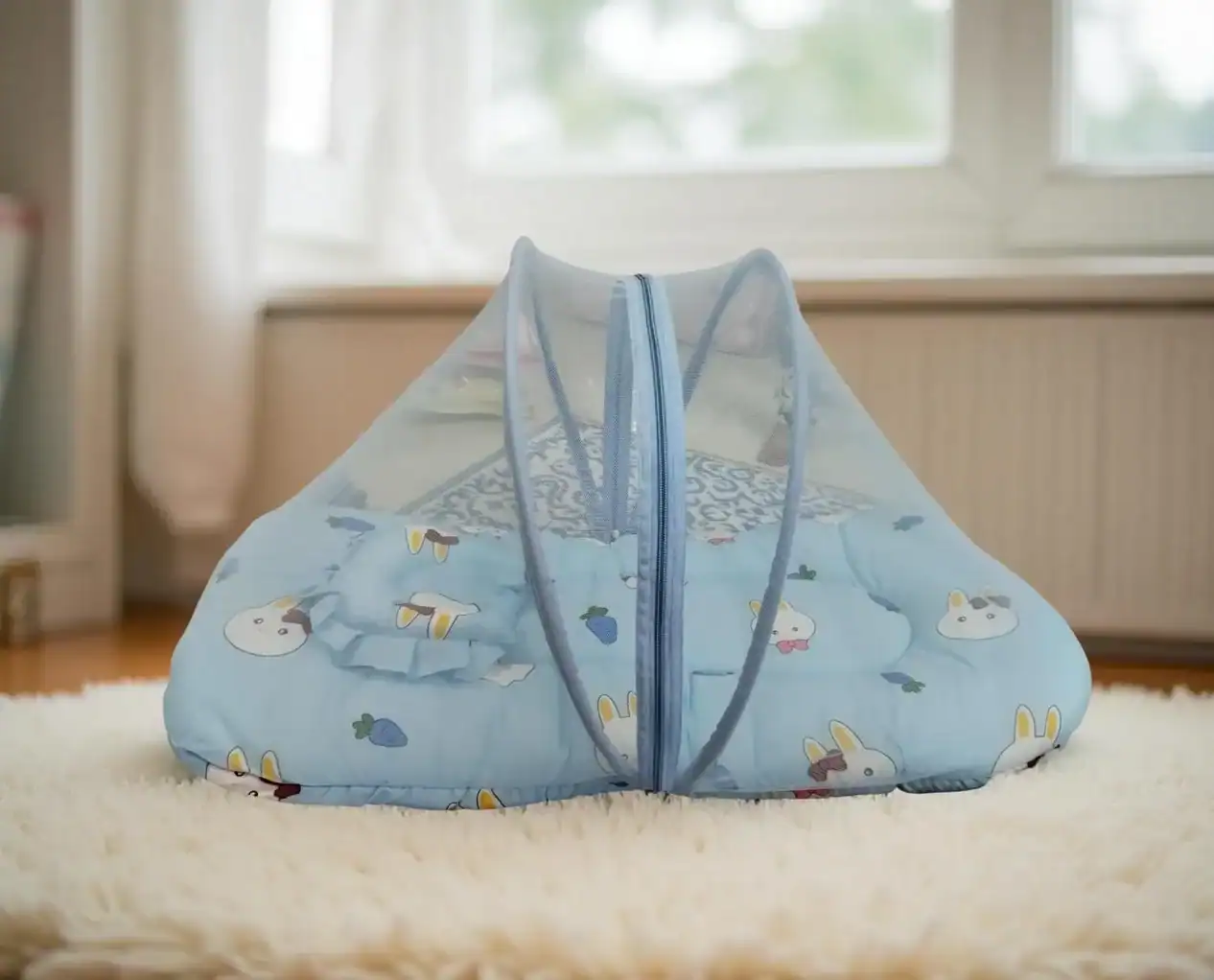 Baby Mosquito Net Sleeping Gadi with Pillow | Kanha Kids