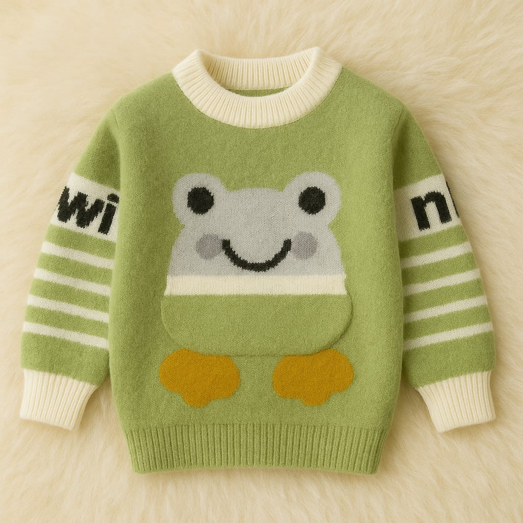 Kanha Kids Baby Woolen Cartoon Sweater | Soft Knitted Pullover Winter Wear for Boys & Girls | Cute Frog Design Warm Sweater - Image 4